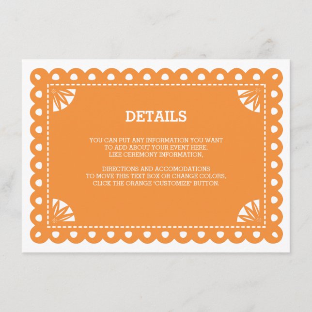 Papel Picado Insert Card - Orange (Vorderseite)