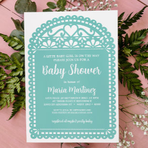 Papel Picado Inspirée Baby shower Vert Invitation