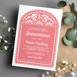 Papel Picado Inspiriert Pink Quinceanera Geburtsta Einladung