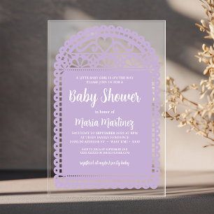 Papel Picado Inspirierte Baby-Party in Rosa Acryleinladungen
