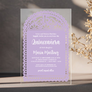 Papel Picado inspirierte pinke Quinceanera-Geburts Acryleinladungen