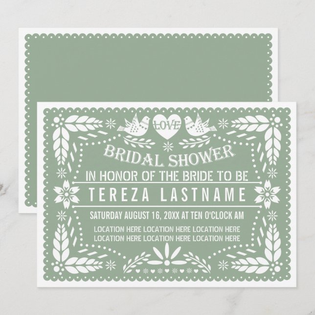 Papel picado Liebe Hochzeit Brautparty Einladung (Vorne/Hinten)