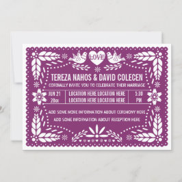 Papel picado liebt lila Hochzeiten Einladung