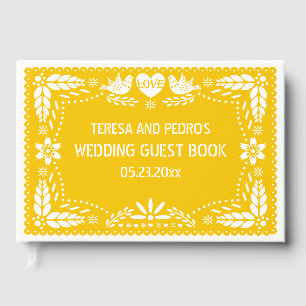 Papel picado liebt Vögel gelbes Gästebuch