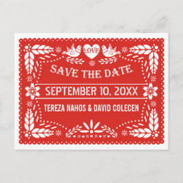 Papel picado liebt Vögel Rote Hochzeit Retten das  Ankündigungspostkarte