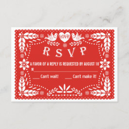 Papel picado liebt Vögel Rote Hochzeit RSVP Antwor