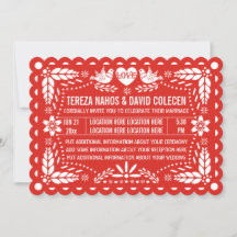 Papel Picado liebt Vögel Rote mexikanische Fiesta 