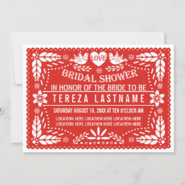 Papel picado liebt Vogelgezwitscher Rotes Hochzeit Einladung