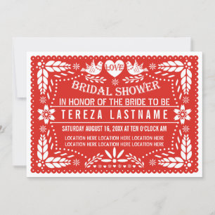 Papel picado liebt Vogelgezwitscher Rotes Hochzeit Einladung