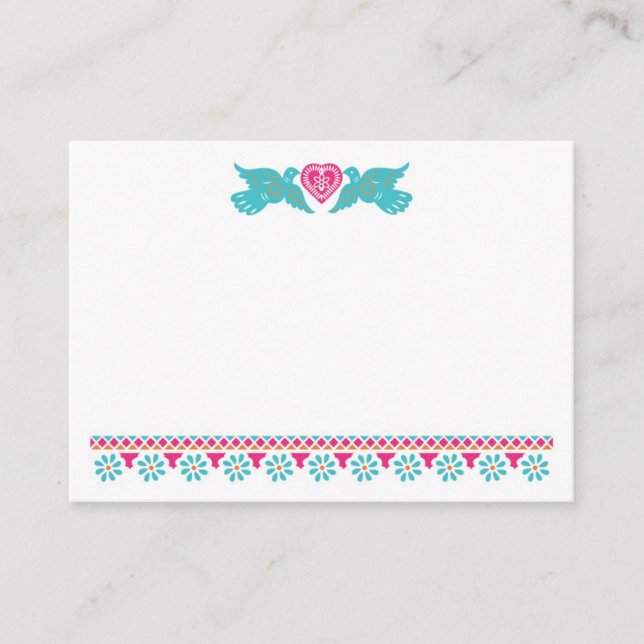 Papel Picado Lovebirds Platzkarte (Vorderseite)
