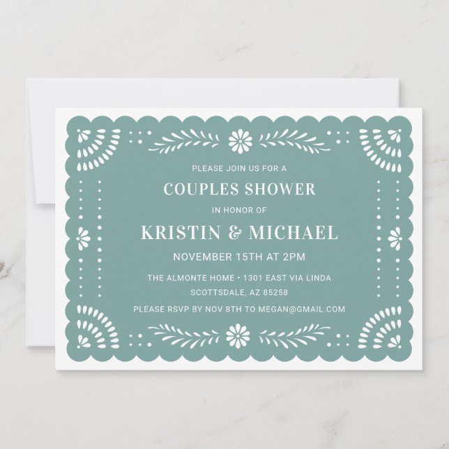 Papel Picado Mexicaine Couples Douche Invitation (Devant)