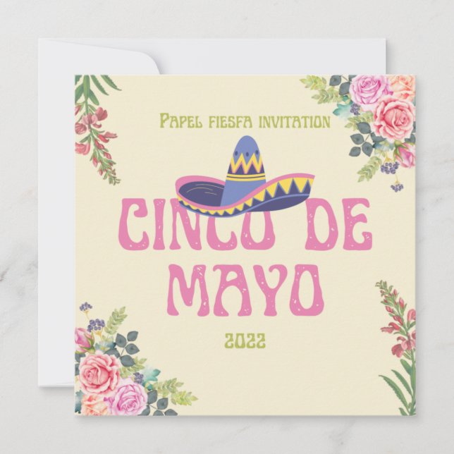 Papel Picado Mexican Botanical Florals Fiesta Einladung (Vorderseite)