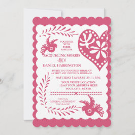 Papel Picado Mexican Fiesta Pink Yellow Wedding  Einladung