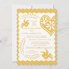 Papel Picado Mexican Fiesta Wedding Banner Gold Einladung