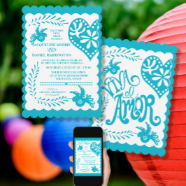Papel Picado Mexican Fiesta Wedding Banner Theme Einladung