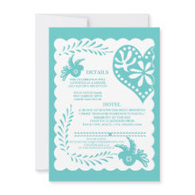 Papel Picado Mexican Fiesta Wedding Details Card
