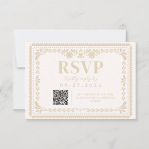 Papel Picado Mexican Neutral UAWG Response Card RSVP Karte