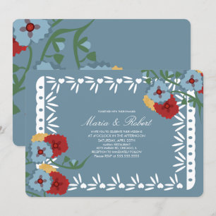 Papel Picado Mexikanische Botanische Blumen Fiesta Einladung