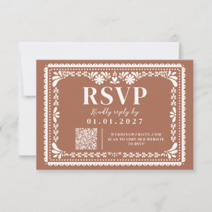 Papel Picado Mexikanische neutrale Hochzeits-RSVP- RSVP Karte