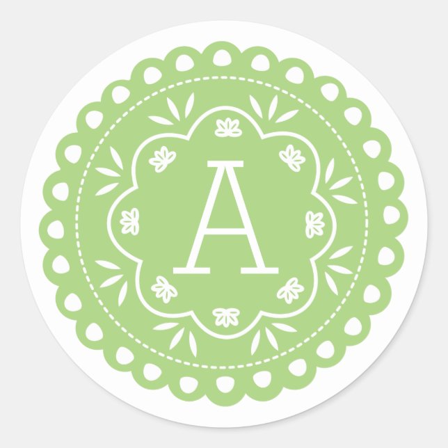Papel Picado Monogram Stickers - Grün (Vorderseite)