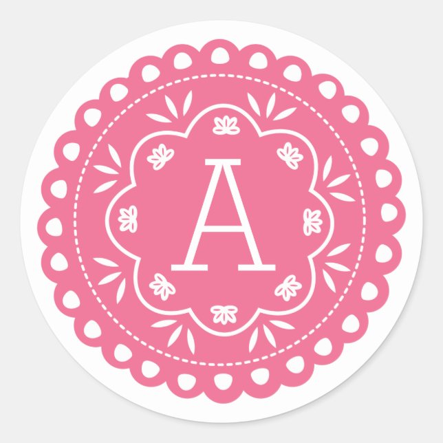 Papel Picado Monogram Stickers - Rosa (Vorderseite)