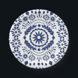 Papel Picado Navy Blue Pappteller<br><div class="desc">Papel picado-Teller</div>