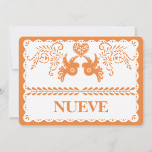 Papel Picado Nueve Nine Tischnummer Orange Fiesta