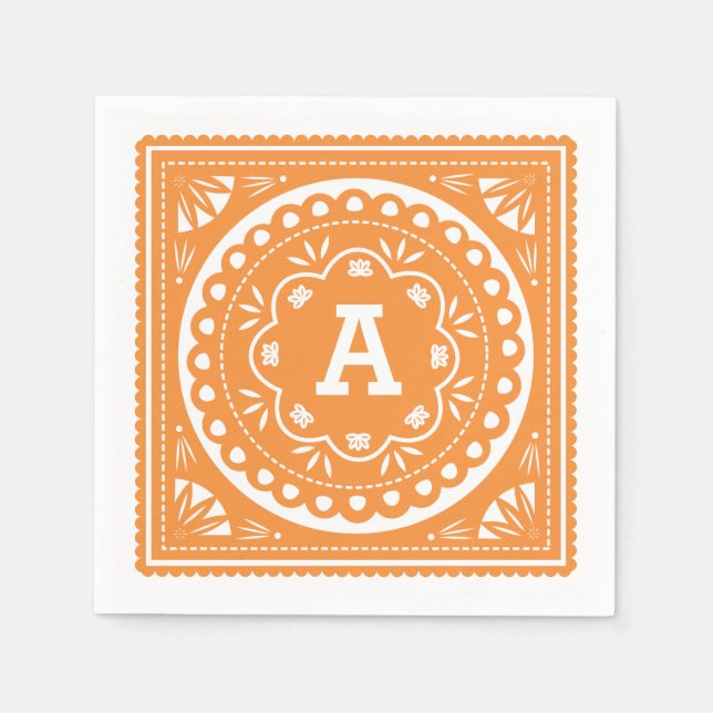 Papel Picado Paper Napkins - Orange Serviette (Vorderseite)