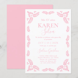 Papel Picado Pink Quinceanera Einladung