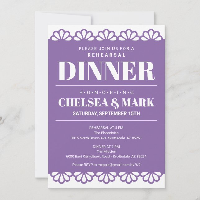 Papel Picado Probe Abendessen Einladung (Vorderseite)