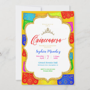 Papel Picado Quinceanera Invitation