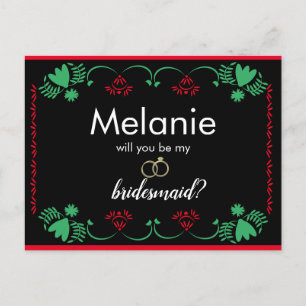 Papel Picado Red Bridesmaid Vorschlag Card Feiertagspostkarte