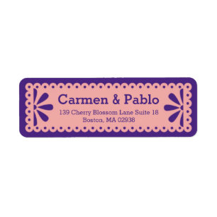 Papel Picado Rosa und Lila Rücksendeadresse