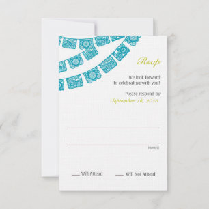 Papel Picado RSVP Hochzeit Karte