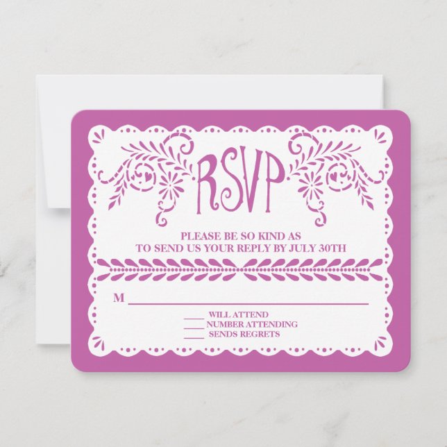 Papel Picado RSVP Purple Fiesta Bannière de mariag (Devant)