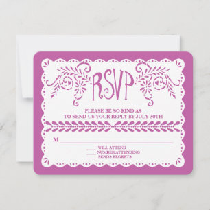 Papel Picado RSVP Purple Fiesta Wedding Banner Karte