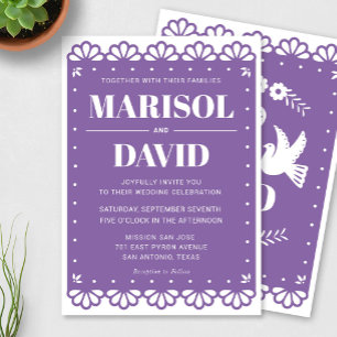 Papel Picado Stil Hochzeit Einladung mit Tauben