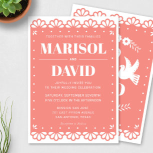 Papel Picado Stil Hochzeit Einladung mit Tauben