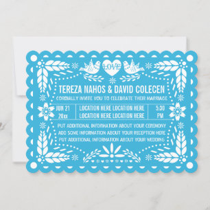 Papel Picado Stil Liebhaber der Vögel Blaue Fiesta Einladung