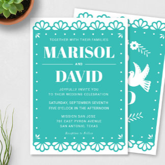 Papel Picado Style Faire-part de mariage avec colo