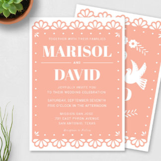 Papel Picado Style Faire-part de mariage avec colo