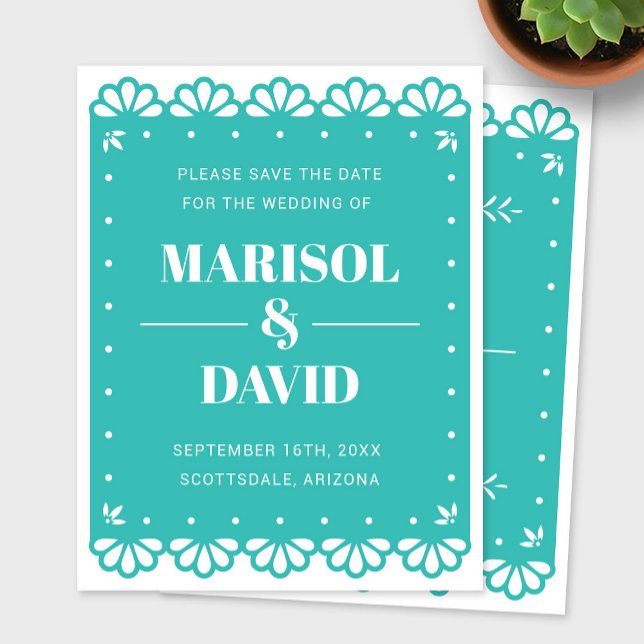 Papel Picado Style Save the Date Card (Von Creator hochgeladen)