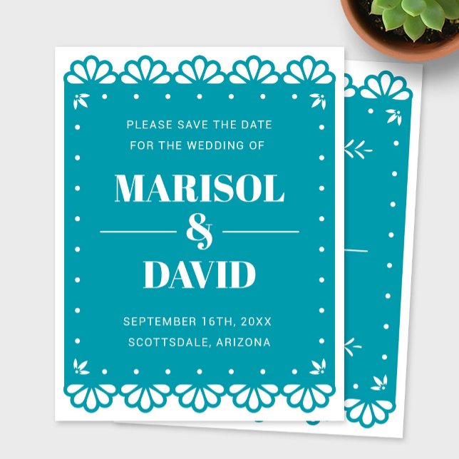 Papel Picado Style Save the Date Card (Von Creator hochgeladen)