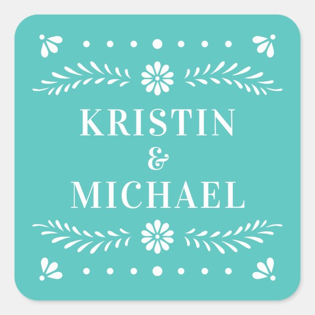 Papel Picado Style Wedding Sticker (Vorderseite)