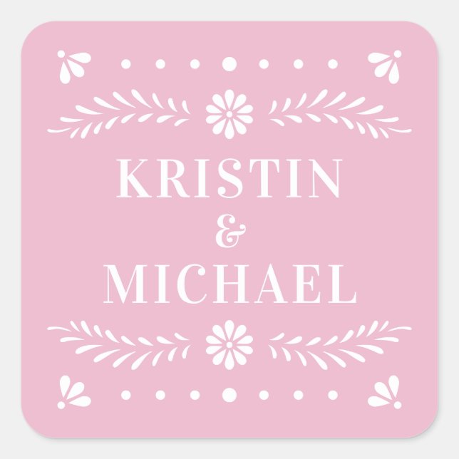 Papel Picado Style Wedding Sticker (Vorderseite)