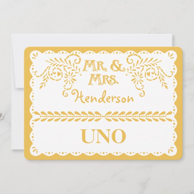 Papel Picado Tischnummer Gold Fiesta Wedding (Vorderseite)