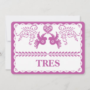 Papel Picado Tres Drei Tischnummern Gold Fiesta