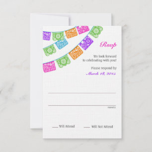 Papel Picado uAwg Mehrfarben RSVP Karte