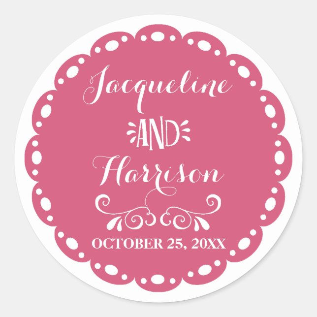 Papel Picado Umschlag Aufkleber Hot Pink Fiesta We (Vorderseite)