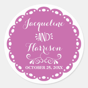 Papel Picado Umschlag Aufkleber Lila Fiesta Weddin
